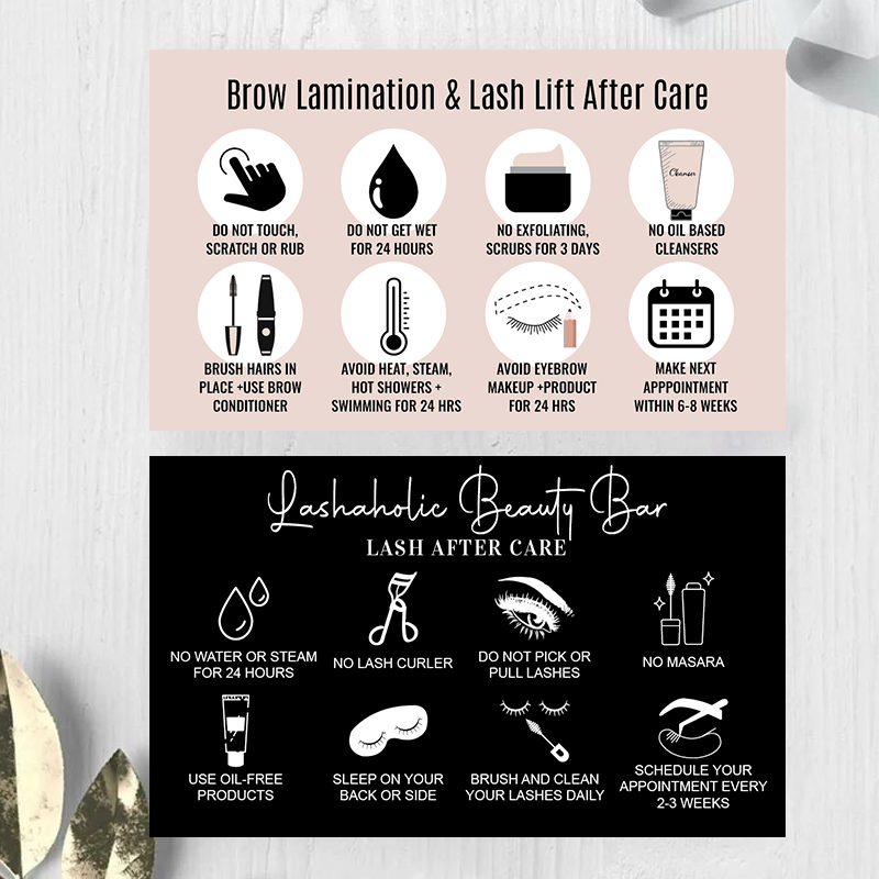 Eyelash Extension Aftercare - Extensiones de pestañas personalizadas Tarjetas de