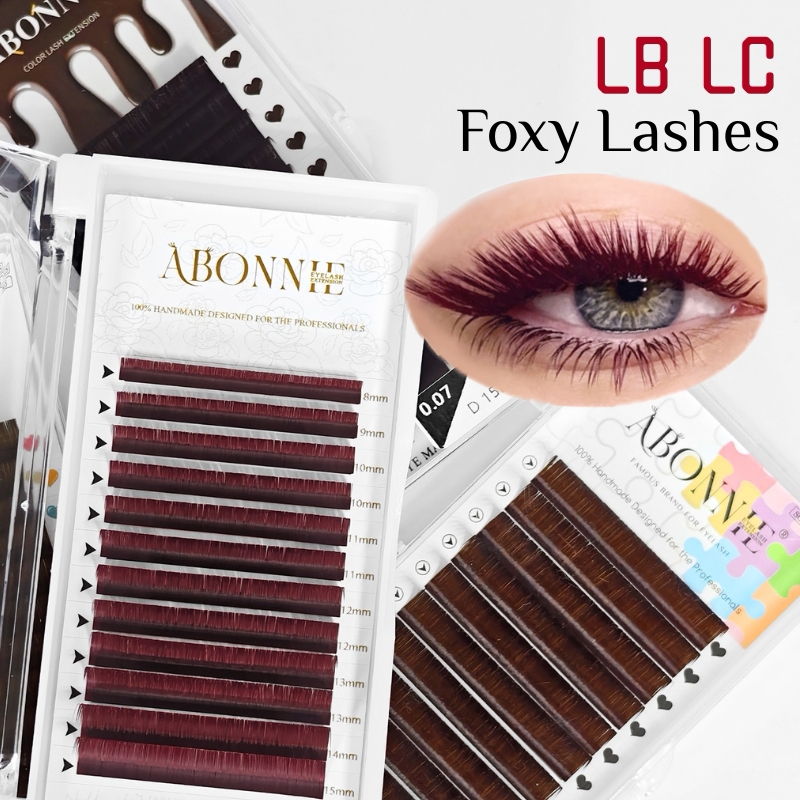 Eyelash Extensions Classic - Pestañas LB LC Borgoña, Extensiones de