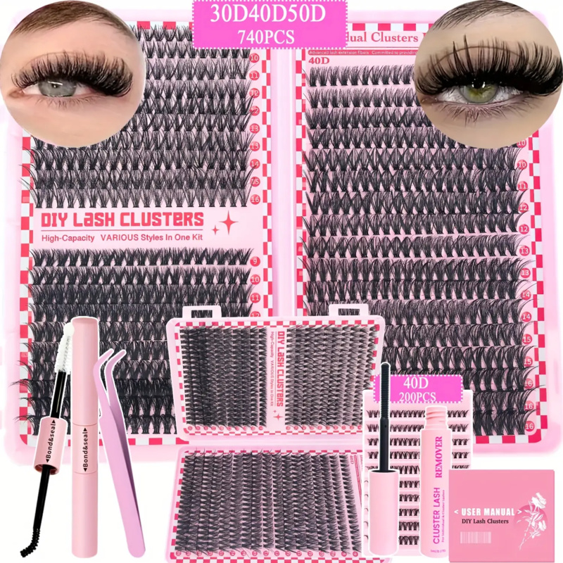 Lash Extension Tweezers - 740/200 piezas Kit de extensión de