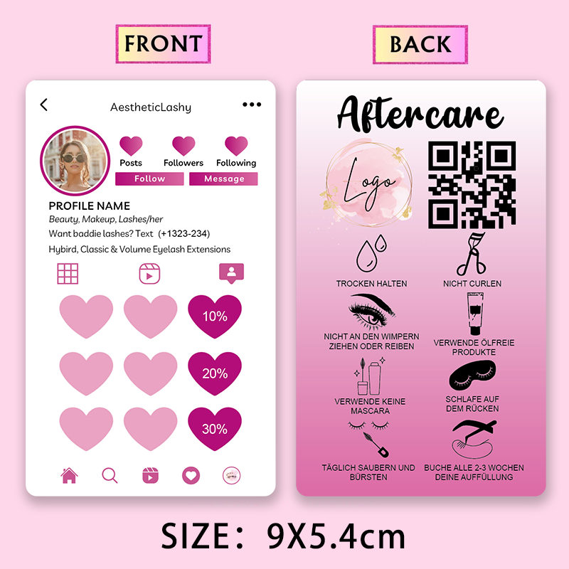 Tarjetas de lealtad personaliz - Eyelash Extension Aftercare reseña y precio