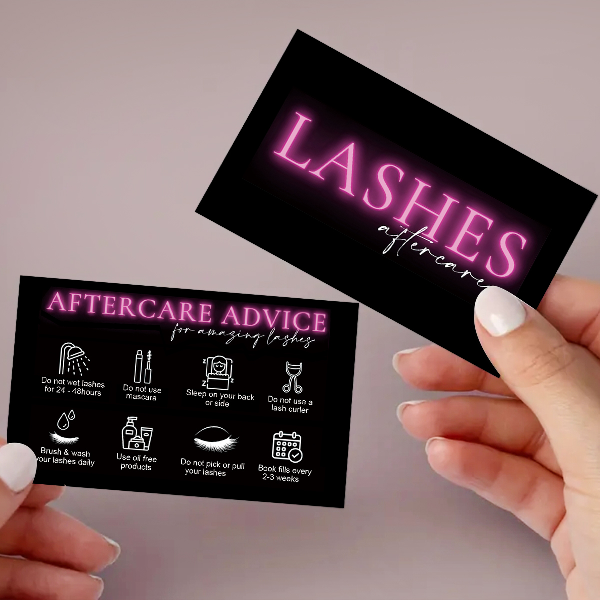 50 unids/lote tarjeta de cuida - Eyelash Extension Aftercare reseña y precio